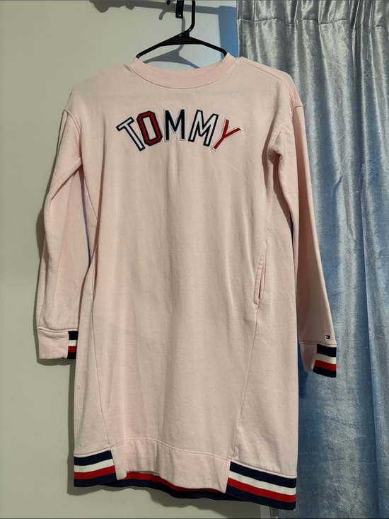 Tommy Hilfiger Other - Tommy Hilfiger Light Pink Logo Sweatshirt Dress with Striped Trim
